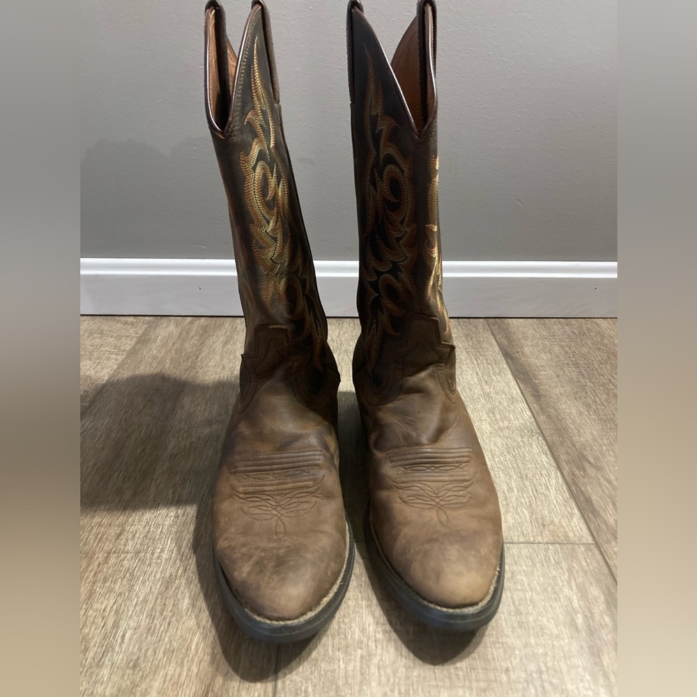 Justin stampede huck brown medium round toe western work boots - Picture 3 of 12